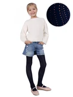 Rajstopy - Rajstopy bawełniane dziewczęce dziecięce ażurowe granatowe 140-146 MYWAY - miniaturka - grafika 1