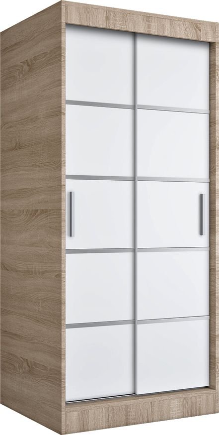 Elior Szafa przesuwna w kolorze dąb sonoma + biały - Livia 2X