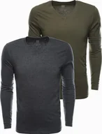 Koszulki męskie - Ombre Zestaw longsleeve męski V-NECK - mix 2-pak V9 Z41 XXL - miniaturka - grafika 1
