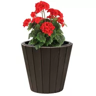 Donice - Doniczka okrągła imitacja drewna 21 L brązowy Ø 35 cm - stylowa i wytrzymała dekoracja do domu i ogrodu - miniaturka - grafika 1