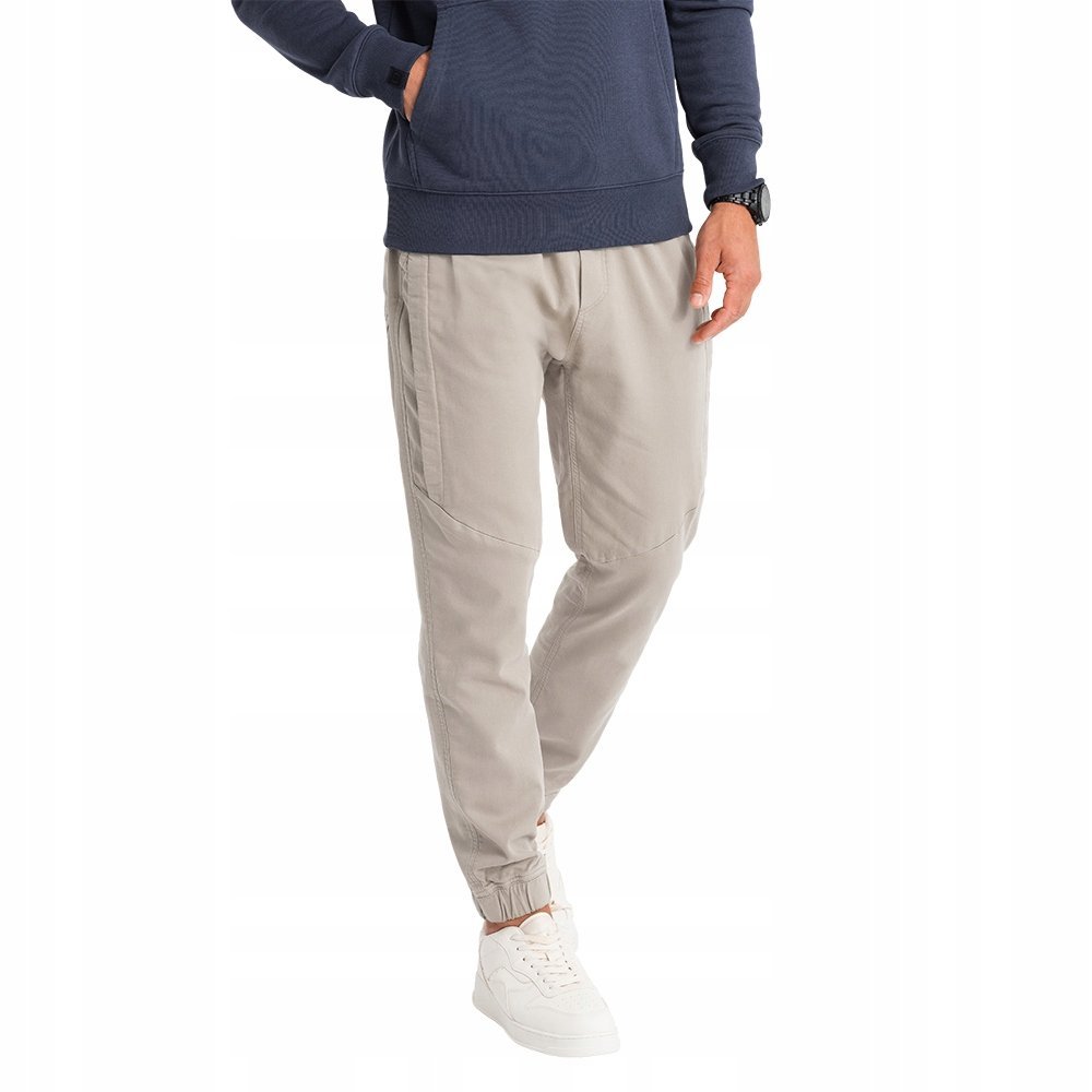 Dzianinowe spodnie męskie joggery popielate V1 OM-PAJO-0202 XL