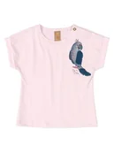Bluzki dla dziewczynek - Dziewczęca bluzka krótkim rękawem jasnoróżowa Up Baby - HURTIMEX - miniaturka - grafika 1