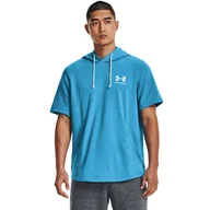 Bluzy sportowe męskie - Męska bluza dresowa UNDER ARMOUR UA RIVAL TERRY LC SS HD - niebieski - miniaturka - grafika 1