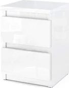 Szafki nocne - STIV Möbel Szafka nocna - Szafka nocna z 2 szufladami - Biały połysk H40cm W30cm D30cm - miniaturka - grafika 1