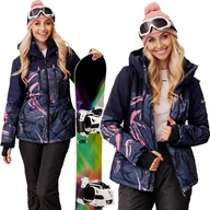 Kurtki narciarskie - ZIMOWA KURTKA NARCIARSKA NA STOK NA NARTY CIEPŁA DAMSKA GRANATOWA S - miniaturka - grafika 1