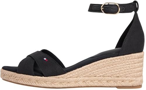 Tommy Hilfiger Damskie Espad X Cross FW0FW09332 Wedge Espadryle, CZARNE (Czarne), 5