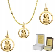 Biżuteria dla dzieci - Złoty łańcuszek pr. 585 medalik MATKA BOSKA 50 cm DEDYKACJA SZ1MZ2 - miniaturka - grafika 1