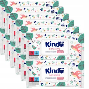 KINDII SENSITIVE 12x 60 sztuk chusteczek nawilżanych dla dzieci i niemowląt delikatne mokre - Chusteczki nawilżane - miniaturka - grafika 1
