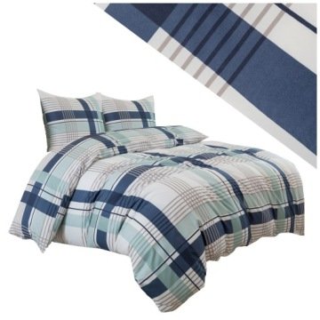 Pościel 160x200 2 poszewki 70x80 gładka Eusebia Home suwak w kratę