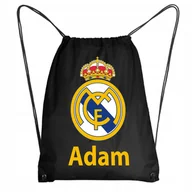 Plecaki worki - Worek Szkolny Na Buty Plecak Real Madryt + IMIĘ - miniaturka - grafika 1