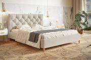 Łóżka - Łóżko tapicerowane do sypialni + stelaż GLAMOUR LITE 160x200 - miniaturka - grafika 1