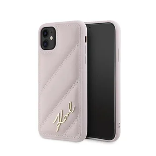 Karl Lagerfeld Diagonal Quilted Script - Etui iPhone 11 (różowy) - Etui i futerały do telefonów - miniaturka - grafika 1