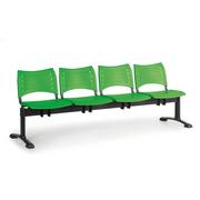 Inne meble biurowe - Ławka do poczekalni plastikowa VISIO, 4 siedzenia, zielony, czarne nogi - miniaturka - grafika 1