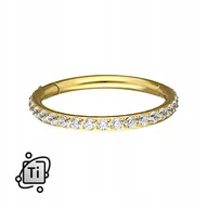Kolczyki - złoty CLICKER TYTANOWY z cyrkoniami Crystal 1,2/8 mm - miniaturka - grafika 1