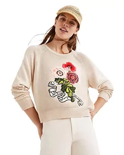 Desigual Sweter damski JERS_Pavlova, biały, L - Swetry damskie - miniaturka - grafika 1