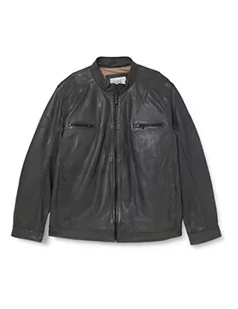 camel active Męska bluza 431580/1L21 Leather Blouson, antracytowa, 62, anthra - Bluzy męskie - miniaturka - grafika 1