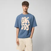 Koszulki męskie - Męski t-shirt oversize z nadrukiem Outhorn OTHWSS24TTSHM1508 - niebieski - miniaturka - grafika 1