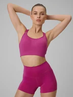 Bielizna sportowa damska - 4F Biustonosz treningowy z wysokim wsparciem damski - różowy S - miniaturka - grafika 1