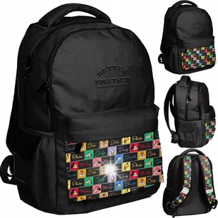 PLECAK SZKOLNY MŁODZIEŻOWY MIEJSKI CZARNY W KRATKE DISNEY - Plecaki szkolne i tornistry - miniaturka - grafika 1