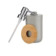 Mydelniczki i dozowniki mydła - Dozownik do mydła szary z bambusem - miniaturka - grafika 1