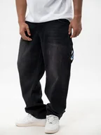 Spodnie męskie - Spodnie Jeansowe SUPER BAGGY 6 KIESZENI Cargo Męskie Czarne Jigga WEAR M - miniaturka - grafika 1