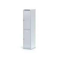 Szafki BHP - Alfa 3 Metalowa szafka ubraniowa 2-drzwiowa, drzwi szare, zamek obrotowy 1261723 - miniaturka - grafika 1