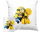 Gadżety dla niej i dla niego - ZESTAW PODUSZKA + KUBEK Minionki Miniony Bajka Banany Pomysł Na Prezent - miniaturka - grafika 1