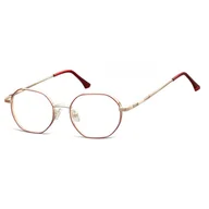 Okulary korekcyjne, oprawki, szkła - Okulary zerówki sześcioboczne oprawki korekcyjne medium M297C złoto-czerwone - miniaturka - grafika 1