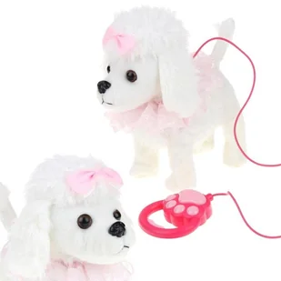 Interaktywny Piesek Chodzi na Smyczy Maskotka Pudel Szczeka Rusza Ogonem - w Falbance - Zabawki interaktywne dla dzieci - miniaturka - grafika 1