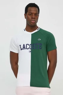 Koszulki męskie - Lacoste t-shirt męski kolor biały wzorzysty - grafika 1