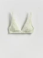 Biustonosze - Reserved - Miękki biustonosz z koronką - jasnozielony - miniaturka - grafika 1