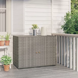 vidaXL Szafka ogrodowa, szara, 100x55,5x80 cm, rattan PE - Szafy - miniaturka - grafika 1