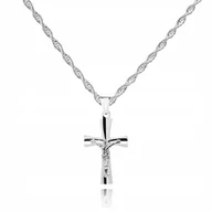 Biżuteria dla dzieci - 925 Srebrny łańcuszek krzyżyk DEDYKACJA 40cm S1K12 - miniaturka - grafika 1