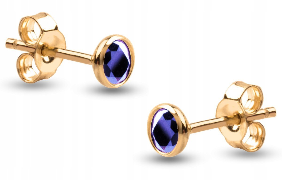 ZŁOTE KOLCZYKI NA SZTYFT CHABROWY CYRKONIA 333