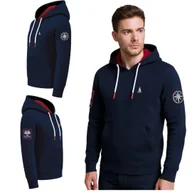 Bluzy męskie - Bluza męska kangurka z kapturem granatowa Captain Mike SAILING S - miniaturka - grafika 1