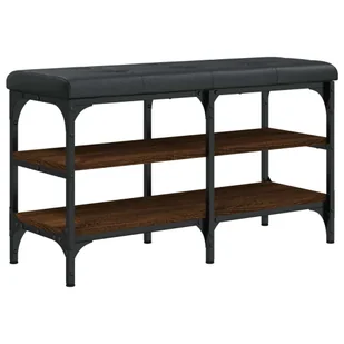 vidaXL Ławka na buty brązowa dąb 82x32x47 cm Materiał drewnopochodny - Szafki na buty - miniaturka - grafika 1