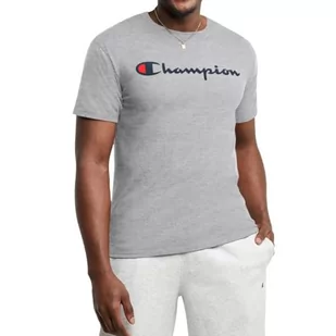 Champion Koszulka męska, klasyczna bawełniana koszulka, koszulka z okrągłym dekoltem, męska koszulka o średniej gramaturze, logo skryptu, Oxford Gray-y06794, L - Koszulki męskie - miniaturka - grafika 1
