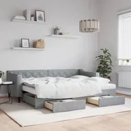 Sofy i kanapy - vidaXL Sofa rozsuwana z szufladami, jasnoszara, 80x200 cm, tkanina - miniaturka - grafika 1