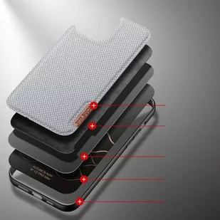 Dux Ducis Fino etui pokrowiec pokryty nylonowym materiałem iPhone 13 Pro Max szary - Etui i futerały do telefonów - miniaturka - grafika 3