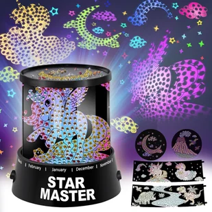 PROJEKTOR GWIAZD LAMPKA NOCNA ZESTAW WZORÓW HAFT DIAMENTOWY DLA DZIECI - Lampy stojące - miniaturka - grafika 1