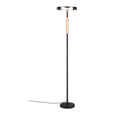 Lampy stojące - Trio CELESTE 454910132 lampa stojąca z chromowanego szkła LED 15W DIM wykończenie czarne z elementem drewnianym - miniaturka - grafika 1