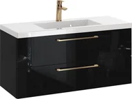 Szafki łazienkowe - Szafka z Umywalką ROSEN 100 cm - Uchwyt Złoty - miniaturka - grafika 1