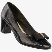 Botki damskie - Czółenka Damskie Ekoskóra Buty Na Słupku Z Kokardą Czarne Sergio Leone 11715 Czarny 40 - miniaturka - grafika 1