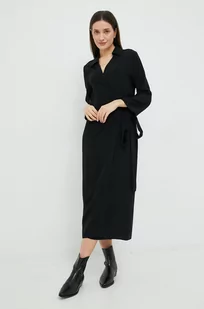 Sisley sukienka kolor czarny maxi prosta - Sukienki - miniaturka - grafika 1