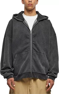 Urban Classics Męska bluza z kapturem Heavy Sand Washed 90's Zip Hoody, czarny, XL - Bluzy męskie - miniaturka - grafika 1