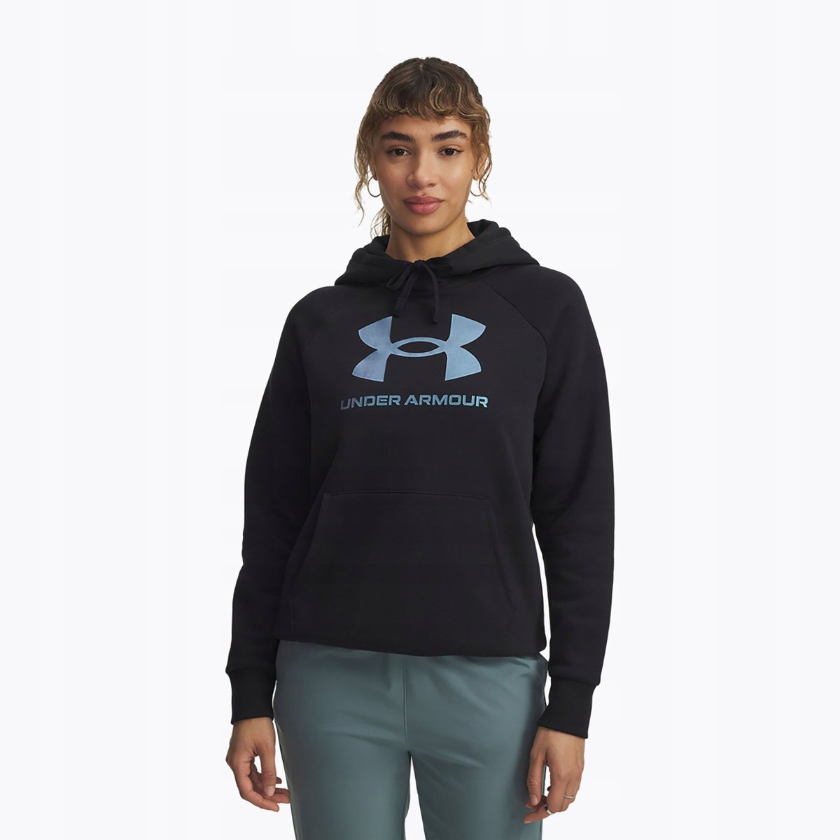 BLUZA DAMSKA Z KAPTUREM UNDER ARMOUR CZARNA RIVAL FEELCE SHIMMER HODDY M