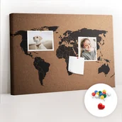 Tablice i flipcharty - Szkolna Tablica korkowa 60x40 cm, Kolorowe Pinezki, wzór Mapa świata - miniaturka - grafika 1