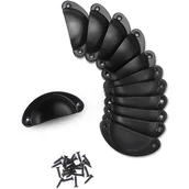 Zawiasy, okucia i inne akcesoria - 12 szt. 81x35 mm, uchwyty w stylu vintage, uchwyty do drzwiczek szafek kuchennych, szuflad, drzwi, z 24 śrubami - czarne - miniaturka - grafika 1