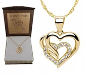 Naszyjniki - Naszyjnik złoty SERCE z cyrkoniami SREBRO GRAWER - miniaturka - grafika 1