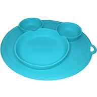 Miseczki i talerzyki dla dzieci - Talerz Silikonowy Trójdzielny Z Przegródkami Do Blw Seledynowy - miniaturka - grafika 1